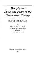 Cover of: Metaphysical Lyrics and Poems of the Seventeenth Century by Fowler, Alastair.