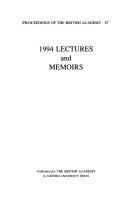 Cover of: Proceedings of the British Academy: Volume 87: 1994 Lectures and Memoirs (Proceedings of the British Academy)