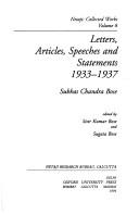 Cover of: Letters, articles, speeches and statements, 1933-1937