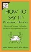 Cover of: How To Say It Performance Reviews by Meryl Runion, Janelle Brittain