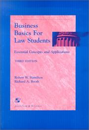 Cover of: Business basics for law students: essential concepts and applications