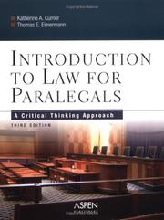 Cover of: Introduction to law for paralegals by Katherine A. Currier