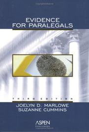 Cover of: Evidence for Paralegals 2004 by Joelyn D. Marlowe, Suzanne Cummins, Joelyn D. Marlowe, Suzanne Cummins