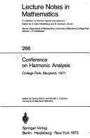 Cover of: Conference on Harmonic Analysis, College Park, Maryland, 1971: [papers]