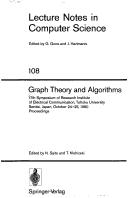 Cover of: Graph theory and algorithms: 17th symposium of Research Institute of Electrical Communication, Tohoku University, Sendai, Japan, October 24-25, 1980 : proceedings