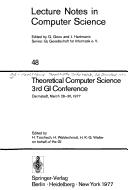 Cover of: Theoretical computer science. 3rd GI Conference. Darmstadt, March 1977