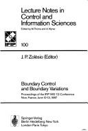 Cover of: Boundary Control and Boundary Variations