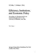 Cover of: Efficiency, Institutions, and Economic Policy | R. Pethig