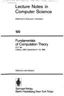 Cover of: Fundamentals of Computation Theory by Lothar Budach
