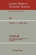Cover of: COLOG-88 | International Conference on Computer Logic (1988 Tallinn, Estonia)