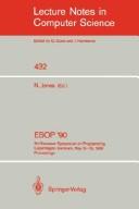 Cover of: Esop '90: Proceedings (Lecture Notes in Computer Science, Vol 432)