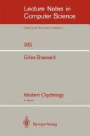 Cover of: Modern cryptology by Gilles Brassard, Gilles Brassard