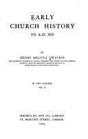 Cover of: Early Church History to A.D. 313