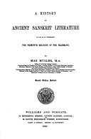 Cover of: A history of ancient Sanskrit literature so far as it illustrates the primitive religion of the Brahmans