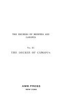 Cover of: The Degrees of Memphis and Canopus