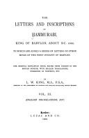 Cover of: The Letters and Inscriptions of Hammurabi, King of Babylonia: To Which Are Added a Series of Letters of Other Kings of the First Dynasty of Babylon (Luzac's ... Text and Translation Series, V. 2 etc.)