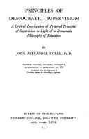 Principles of democratic supervision by John Alexander Rorer