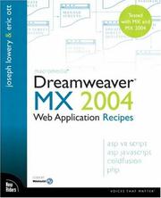 Cover of: Macromedia Dreamweaver MX 2004: web application recipes