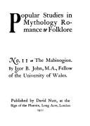 Cover of: The Mabinogion, (Popular Studies in Mythology, Romance and Folklore, No. 11,)