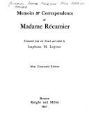 Cover of: Memoirs & Correspondence of Madame Recamier (Women of Letters)