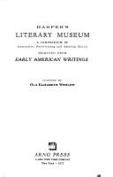 Cover of: Harper's literary museum: a compendium of instructive, entertaining, and amusing matter, selected from early American writings.