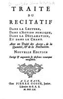 Cover of: Traite Du Recitatif Dans LA Lecture, Dans L'Action Publique, Dans LA Declamation, Et Dans Le Chant Averc UN Traite Des Accens, De LA Quantite' & De la: ... in France in the 17th & 18th Centuries)