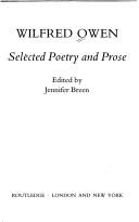 Cover of: Selected poetry and prose | Wilfred Owen