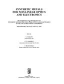 Cover of: Synthetic metals for non-linear optics and electronics by Symposium E on Synthetic Metals for Non-linear Optics and Electronics (1992 Strasbourg, France), C. Taliani, Z. V. Vardeny, Symposium E on Synthetic Metals for Non-linear Optics and Electronics (1992 Strasbourg, France)