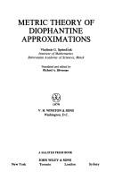 Cover of: Metric theory of diophantine approximations by V. G. Sprindzhuk