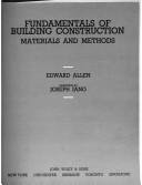 Cover of: Fundamentals of building construction by Allen, Edward