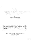 Proceedings of the Workshop on the Political Economy of Confederation by Workshop on the Political Economy of Confederation (1978 Queen's University, Kingston, Ont.)