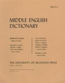 Cover of: Middle English Dictionary (Volume U.3) by Robert E. Lewis