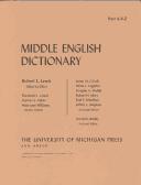 Cover of: Middle English Dictionary by Robert E. Lewis