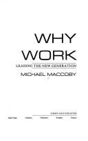 Cover of: Why work by Michael Maccoby
