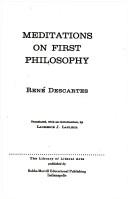 Cover of: Meditations on First Philosophy by 
