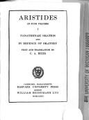 Cover of: Aristides in four volumes. by Aelius Aristides