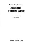 Cover of: Foundations of Economic Analysis (Atheneum Paperbacks) by Paul Anthony Samuelson