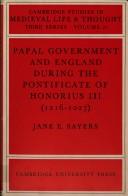 Cover of: Papal Government and England during the Pontificate of Honorius III