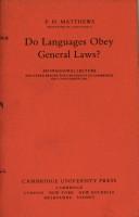 Cover of: Do Languages Obey General Laws?