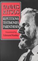 Yannis Ritsos by Giannēs Ritsos, Edmund Keeley