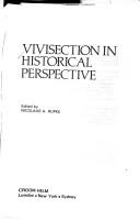 Cover of: Vivisection in historical perspective