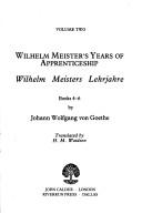 Cover of: Wilhelm Meister's Years of Apprenticeship by Johann Wolfgang von Goethe