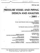 Cover of: Pressure vessel and piping design and analysis, 2001: Presented at the 2001 ASME Pressure Vessels and Piping Conference, Atlanta, Georgia, July 22-26, 2001 (PVP)