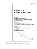 Cover of: Robotics Research 1989: Presented at the Winter Annual Meeting of the American Society of Mechanical Engineers, San Francisco, California, December 10-15, 1989 (Dsc (Series), Vol. 14.)