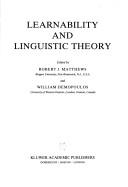 Cover of: Learnability and Linguistic Theory (Studies in Theoretical Psycholinguistics)