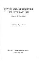 Cover of: Style and Structure in Literature: Essays in the New Stylistics