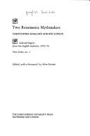 Cover of: Two Renaissance Mythmakers: Christopher Marlowe and Ben Jonson (Selected Papers from the English Institute)