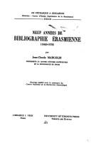 Cover of: Neuf Annees De Bibliographie Erasmienne, 1962-70 (De Petrarque a Descartes ; 33)