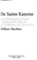 Cover of: De Sainte Katerine by William MacBain