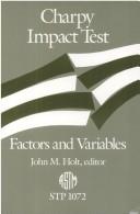 Cover of: Charpy Impact Test: Factors and Variables (Astm Special Technical Publication// Stp)